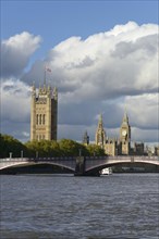 Bridge over the River Thames in front of the Palace of Westminster or Houses of Parliament