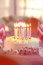 Birthday cake with burning candles *** IMPORTANT: Restriction: Blocked for usage as greeting cards and postcards until March 31