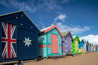 Colorful beach huts at Brighton Beach