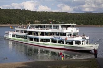 Cruise ship MS Westphalia at the pier on Lake Bigge