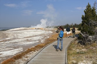 Tourists at the Upper Geyser Basin