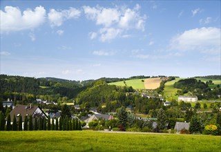 Landscape near the town of Thermalbad Wiesenbad as seen from Freiberger Strasse