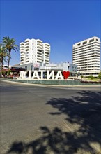 View of the town with the word "Antalya"