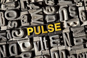 Old lead letters forming the word 'PULSE'