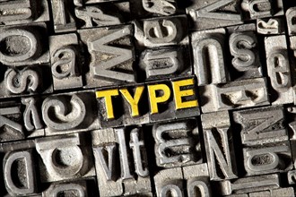 Old lead letters forming the word Type