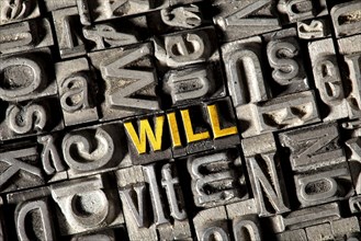 Old lead letters forming the word 'will'
