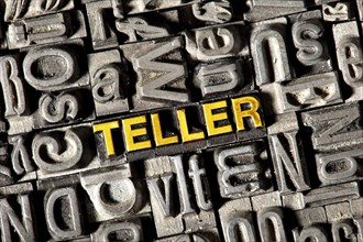 Old lead letters forming the word Teller