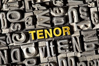 Old lead letters forming the word Tenor