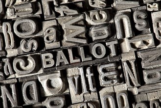 Old lead letters forming the word 'BALLOT'