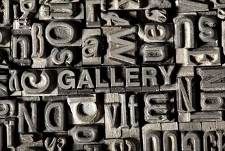 Old lead letters forming the word GALLERY