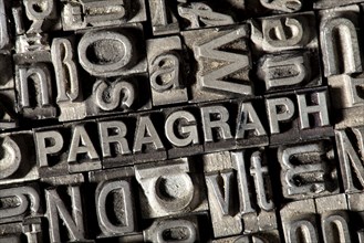 Old lead letters forming the word 'PARAGRAPH'