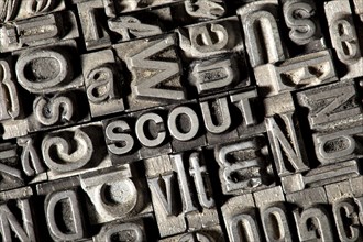 Old lead letters forming the word SCOUT