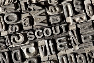 Old lead letters forming the word SCOUT