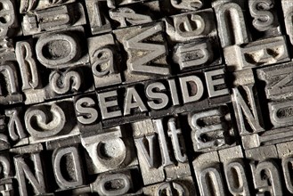 Old lead letters forming the word SEASIDE