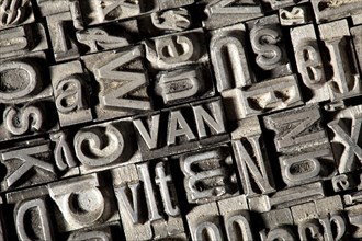 Old lead letters forming the word VAN