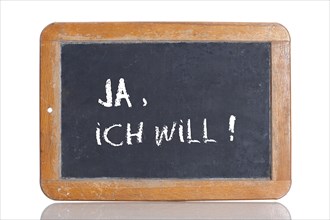 Old school blackboard with the words JA