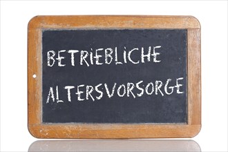 Old school blackboard with the words BETRIEBLICHE ALTERSVORSORGE