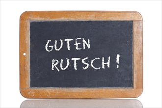 Old school blackboard with the phrase GUTEN RUTSCH!