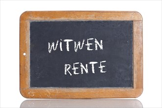 Old school blackboard with the words WITWEN RENTE