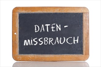 Old school blackboard with the term DATENMISSBRAUCH