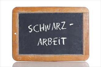 Old school blackboard with the term SCHWARZARBEIT