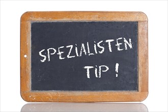 Old school blackboard with the term SPEZIALISTENTIPP