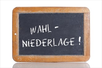Old school blackboard with the term WAHLNIEDERLAGE