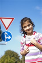 Girl at a traffic awareness course