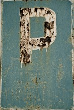 Rusty parking sign