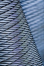 Close-up of coiled steel cable