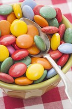 Multicolored candy in a bowl