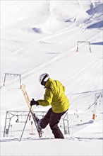 Skier in the ski resort of Zugspitze Mountain