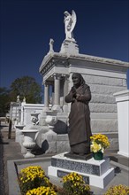A statue of Mother Teresa in St. Louis #3 Cemetery