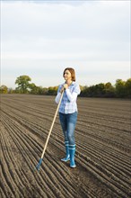 Farmer working in her field