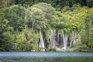 Waterfalls on a Plitvice lake