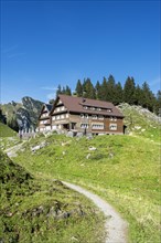 The Bollenwees mountain inn above lake Faehlensee