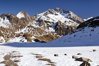 View while ascending Wilde Kreuzspitze Mountain