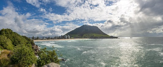 View to Mount Manganui with beach