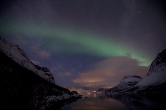 Northern Lights over the Grotfjord in winter