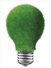 Light bulb covered with grass