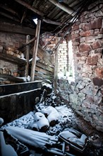 Inside an old and squalid building in winter