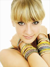 Young woman wearing lots of bangles