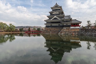 Old Japanese castle reflected in the moat