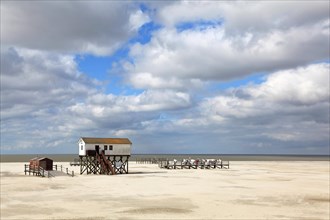 Stilt building on the beach of Sankt Peter-Ording