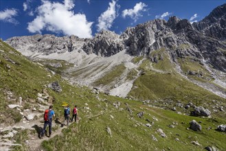 Climbers on the approach to the Imster Klettersteig via ferrata