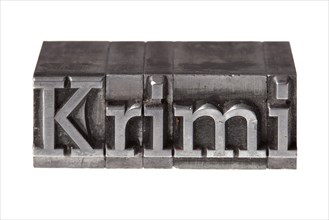 Old lead letters forming the word 'Krimi'