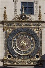 Big clock tower or Gros Horloge astronomical clock
