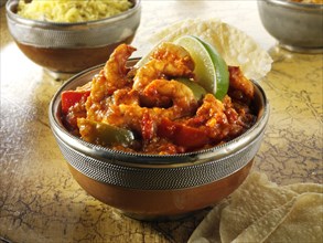 Prawn Bhuna curry and rice