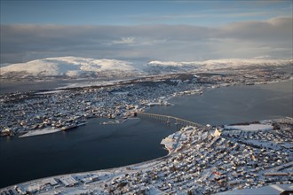 Tromso as seen from Fjellheisen aerial tramway in winter