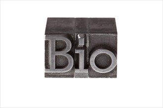 Old lead letters forming the word 'Bio'
